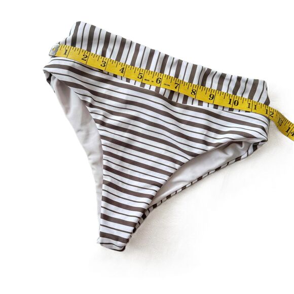 Cambria Hawaii Bikini Bottom XS High Waist Striped Brown White Extra Small - Picture 4 of 5